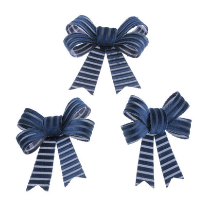 3 MARINEBLAUE KORDSAMTSCHLEIFEN 10 CM X 12,7 CM