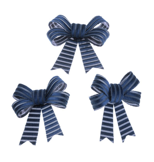 3 MARINEBLAUE KORDSAMTSCHLEIFEN 10 CM X 12,7 CM