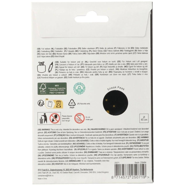 30 Jaar Helium Ballon Zwart Goud Leeg 45cm van Folat koop je bij Partywinkel