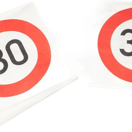 30 Jaar Servetten Verkeersbord 33cm 20st van VDV Benefit koop je bij Partywinkel
