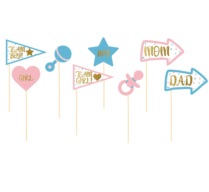 Gender Reveal Photo Booth Set 8 Stück