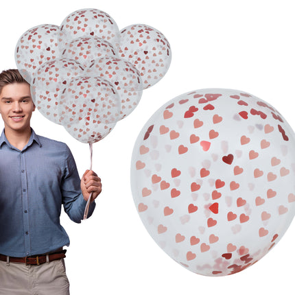 Beutel mit 10 Luftballons mit Herzen Konfetti