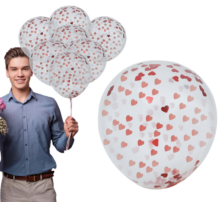Beutel mit 10 Luftballons mit Herzen Konfetti