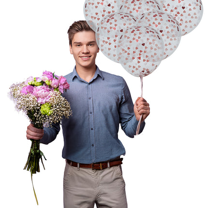 Beutel mit 10 Luftballons mit Herzen Konfetti
