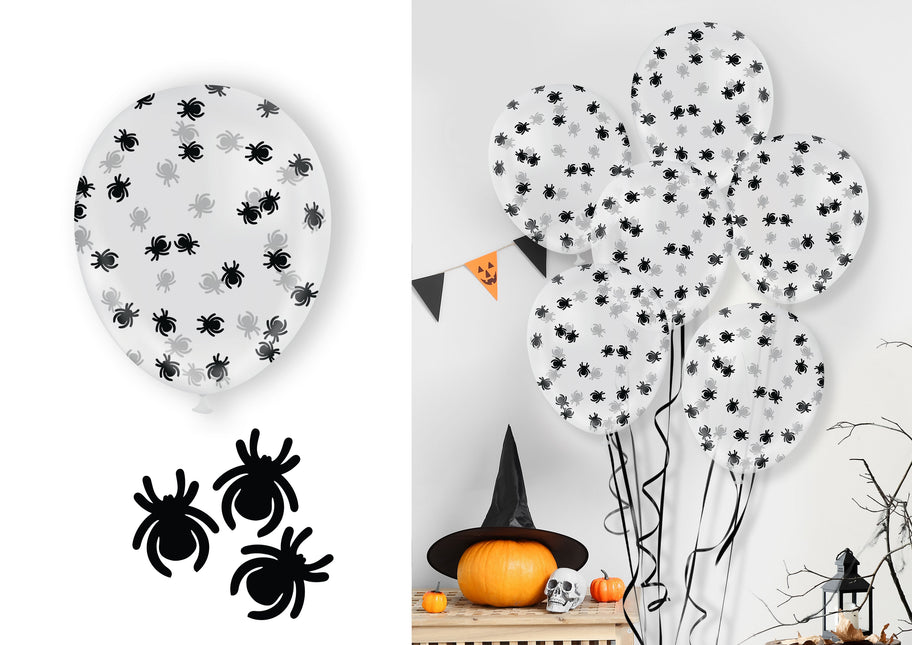 Halloween Konfetti Ballon mit Spinnen 10 Stk