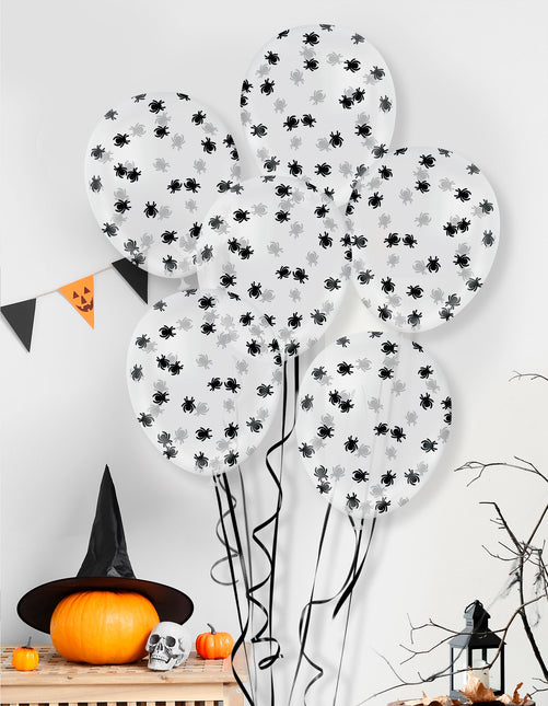 Halloween Konfetti Ballon mit Spinnen 10 Stk