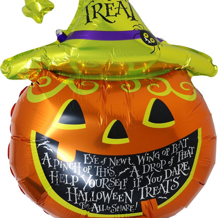 Halloween-Heliumballon, grün-orange, Kürbis, leer, 70 cm