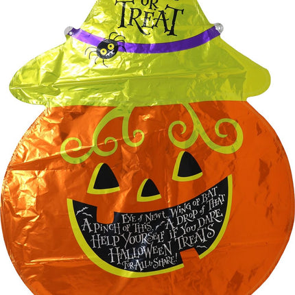 Halloween-Heliumballon, grün-orange, Kürbis, leer, 70 cm