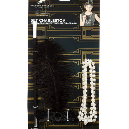 Charleston Accessoire Set Schwarz 3 Stück
