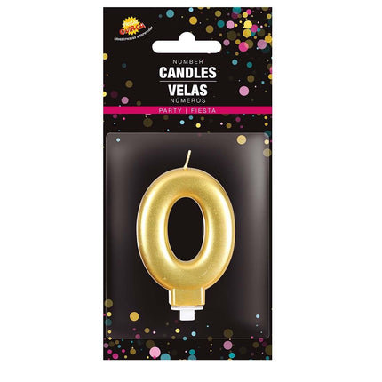 Gold Kerze 0 Jahr Metallic 8cm