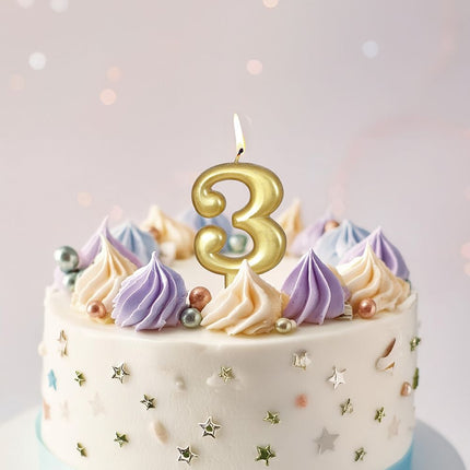 Gold Kerze 3 Jahre Metallic 8cm
