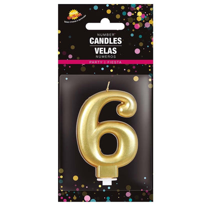 Gold Kerze 6 Jahre Metallic 8cm
