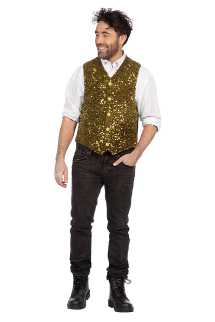 Goldene Gilet Herren Pailletten Glitter