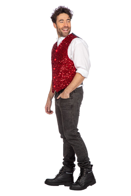 Rote Weste Herren Pailletten Glitzer