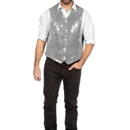 Silbernes Gilet Männer Pailletten