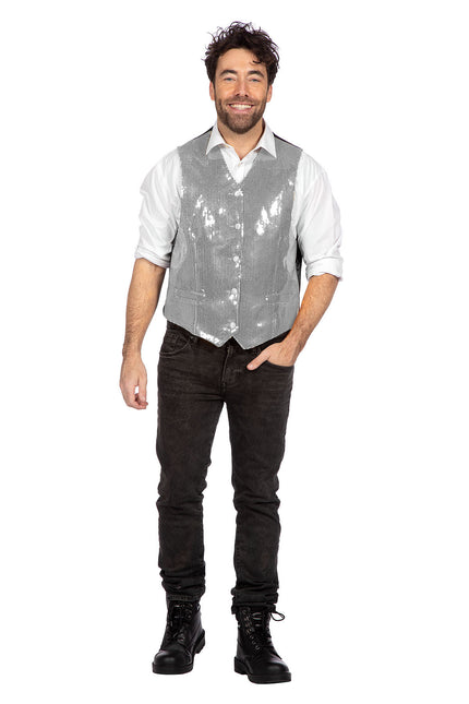 Silbernes Gilet Männer Pailletten