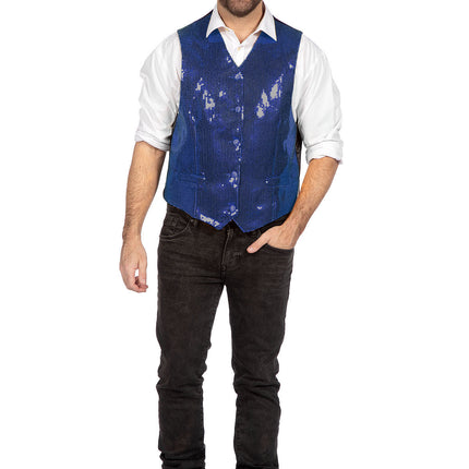 Blaue Gilet Herren Pailletten
