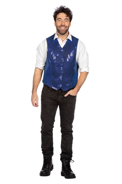 Blaue Gilet Herren Pailletten