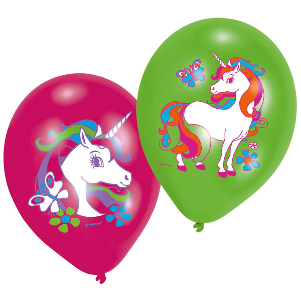Einhorn Luftballons Grün Rosa 27,5cm 6Stk