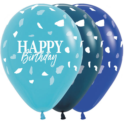 Happy Birthday Ballons Blau 30cm 25Stk