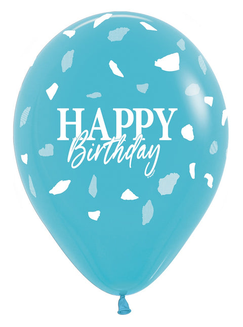 Happy Birthday Ballons Blau 30cm 25Stk