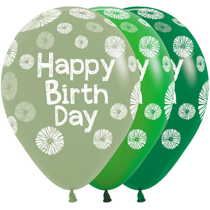 Happy Birthday Ballons Grün 30cm 25Stk
