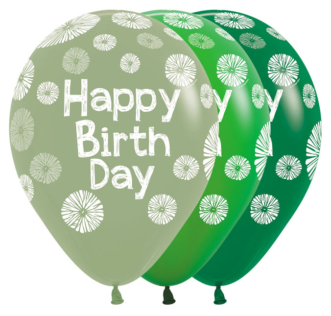 Happy Birthday Ballons Grün 30cm 25Stk