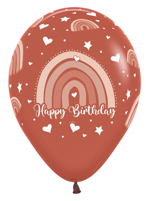 Happy Birthday Ballons Bunter Regenbogen 30cm 12Stück
