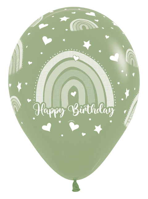 Happy Birthday Ballons Bunter Regenbogen 30cm 25Stk