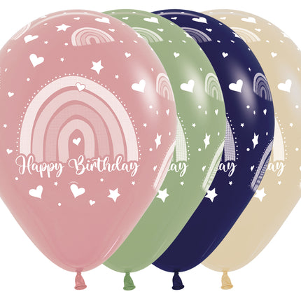 Happy Birthday Ballons Bunter Regenbogen 30cm 25Stk