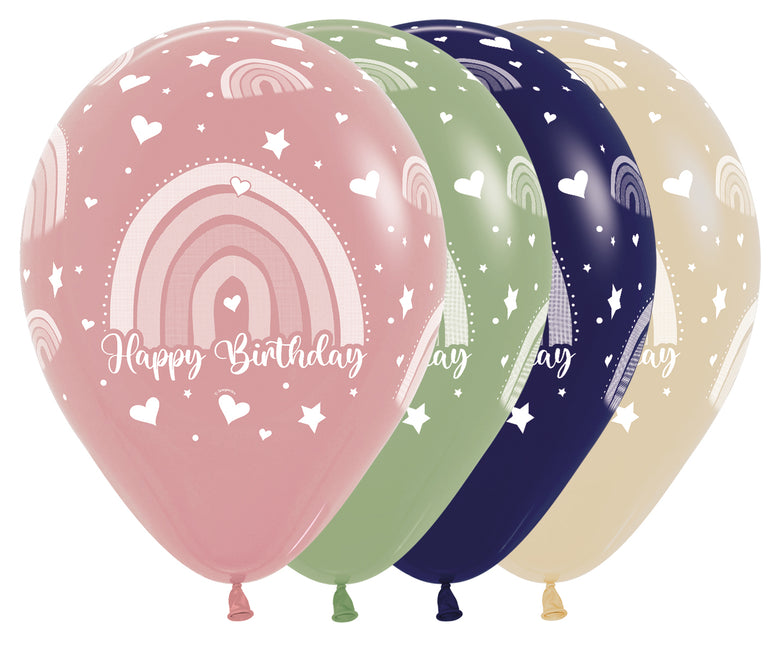Happy Birthday Ballons Bunter Regenbogen 30cm 25Stk
