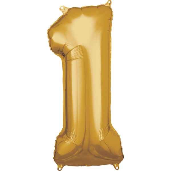 1 Jahr Figur Ballon Gold Glänzend Leer 88cm