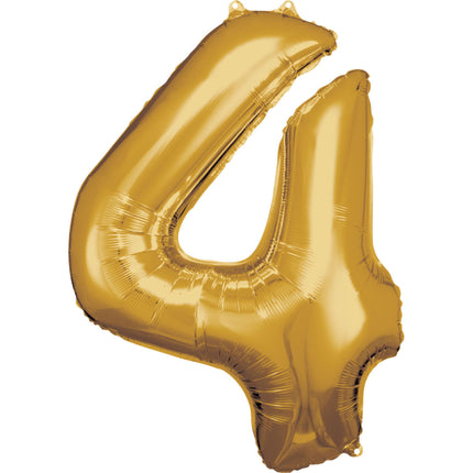 4 Jahre Figur Ballon Gold Glänzend Leer 93cm