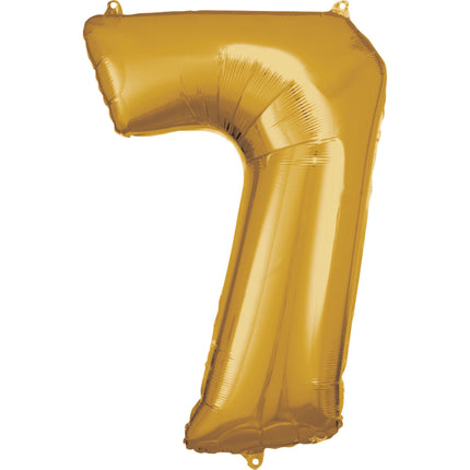 7 Jahre Figur Ballon Gold Glänzend Leer 84cm