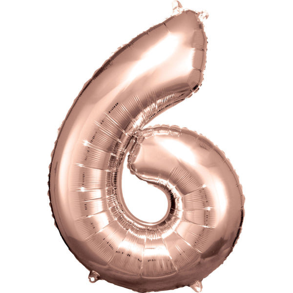 6 Jahre Figur Ballon Rose Gold Glänzend Leer 88cm