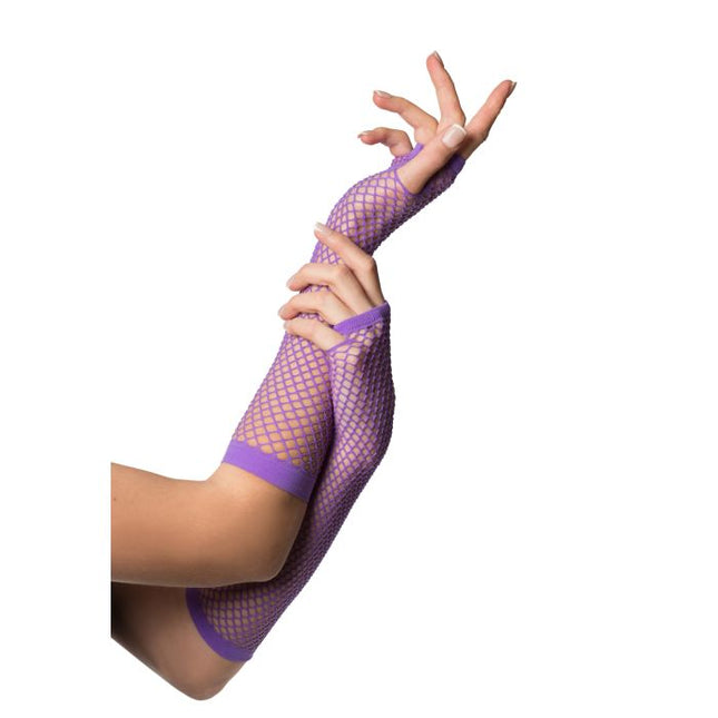 Fingerlose Handschuhe Lang Fischnetz Lila