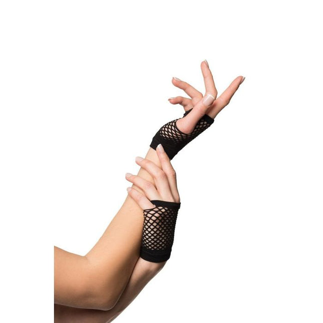 Fingerlose Handschuhe Kurz Fischnetz Schwarz