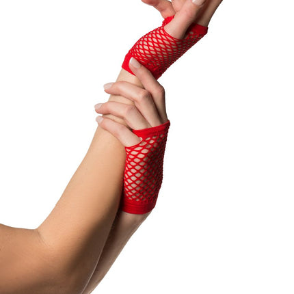 Fingerlose Handschuhe Kurz Fischnetz Rot