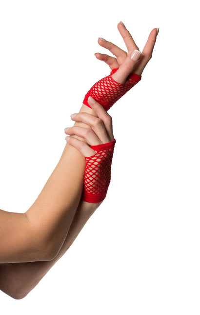 Fingerlose Handschuhe Kurz Fischnetz Rot