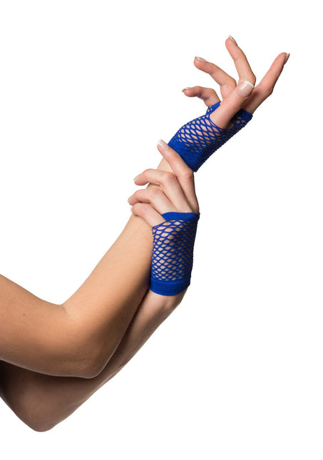 Fingerlose Handschuhe Kurz Fischnetz Blau