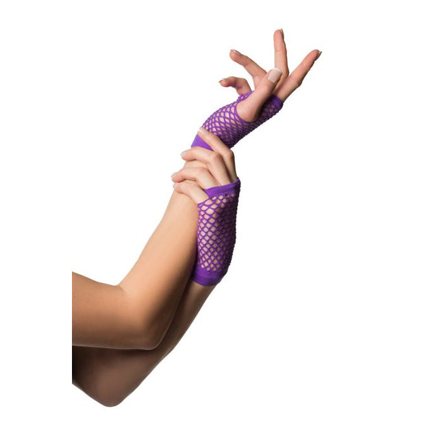Fingerlose Handschuhe Kurz Fischnetz Lila