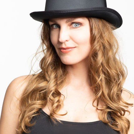 Bowler Hut Schwarzer Satin