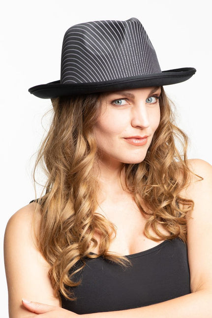 Gangsterhut Schwarz gestreifter Satin