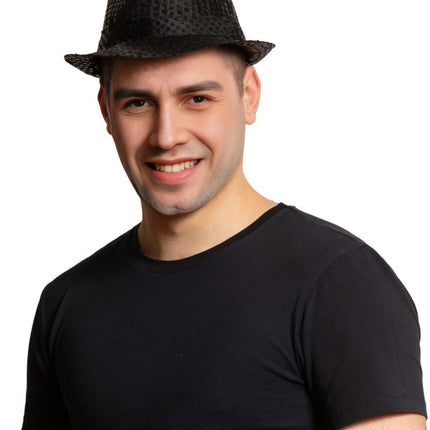 Schwarzer Hut Pailletten mit Licht