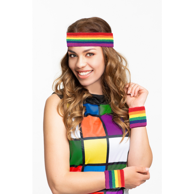 Regenbogen Schweißbänder 3 Stück