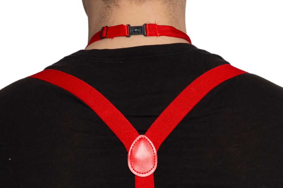 Set Hosenträger/Brille/Streifen Rot