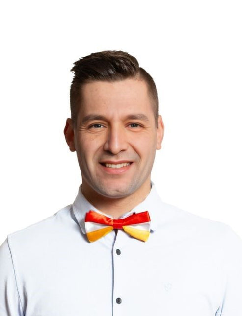 Fliege Rot/Weiß/Gelb - 6er Pack