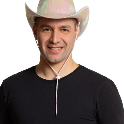 Cowboyhut Glänzend Silber - 6er Pack