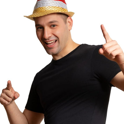 Paillettenhut Rot/Weiß/Gelb - 6er Pack