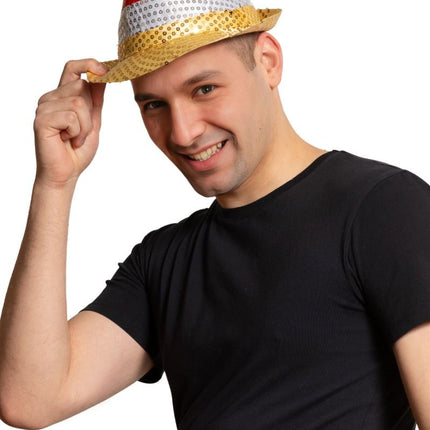 Paillettenhut Rot/Weiß/Gelb - 6er Pack